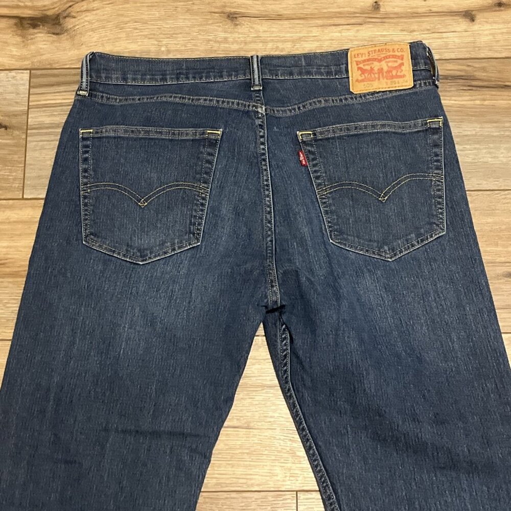Men's Levis 505 Regular Fit Denim Jeans SZ 36x34 Blue Stretch Modern Red Tab - Picture 10 of 12